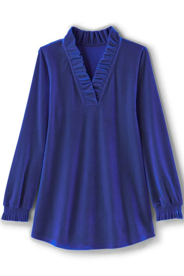Discount Soft Surroundings Marlee Ruffle Velvet Top