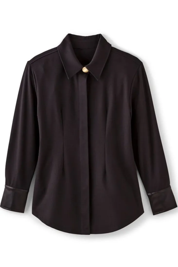 Store Soft Surroundings Mattea Faux Leather Cuff Tunic Black