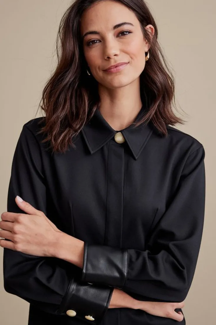 mattea_faux_leather_cuff_tunic_5.webp Store Soft Surroundings Mattea Faux Leather Cuff Tunic Black