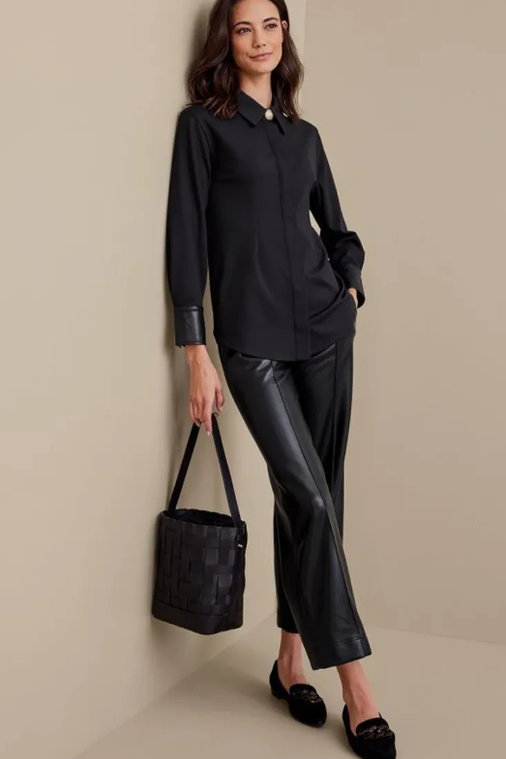 mattea_faux_leather_cuff_tunic_6.webp Store Soft Surroundings Mattea Faux Leather Cuff Tunic Black