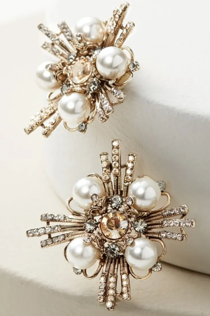 Sale Soft Surroundings Melisa Crystal Earrings MetallicChampagne
