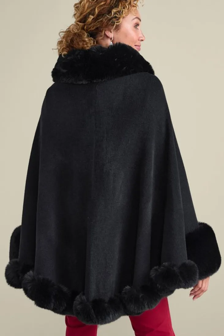 mila_faux_fur_trim_cape_2.webp Clearance Soft Surroundings Mila Faux Fur Trim Cape Black