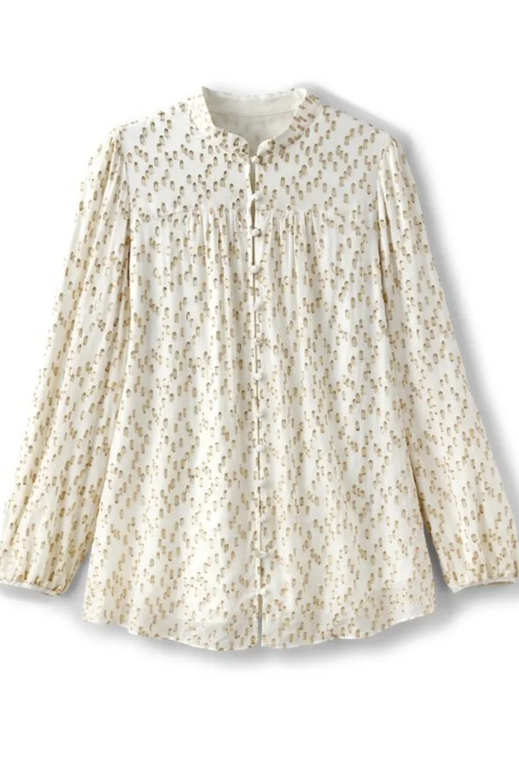Shop Soft Surroundings Mila Metallic Blouse IvoryPearl