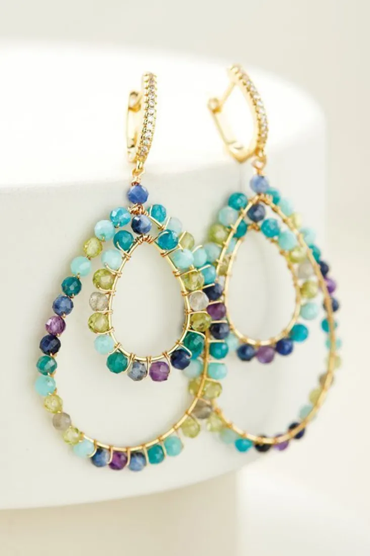 Online Soft Surroundings Mimi Beaded Hoop Earrings BlueMulti