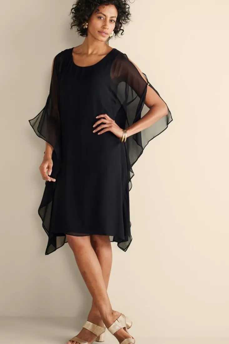 Fashion Soft Surroundings Morlaix Silk Dress Black
