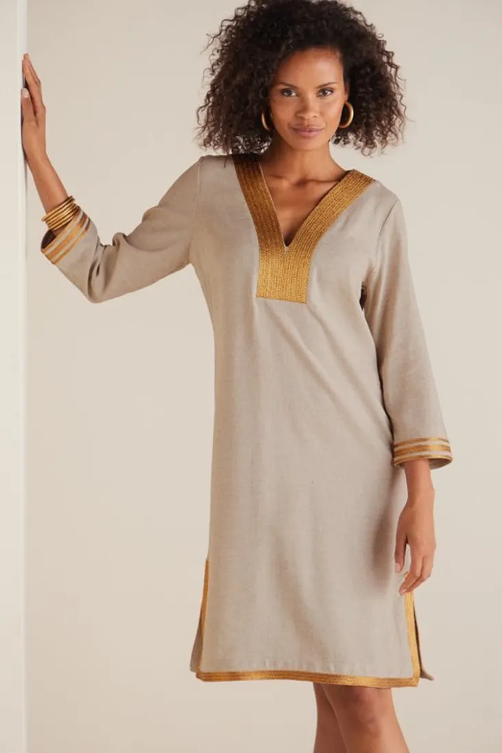 Outlet Soft Surroundings Myla Caftan NaturalLinen