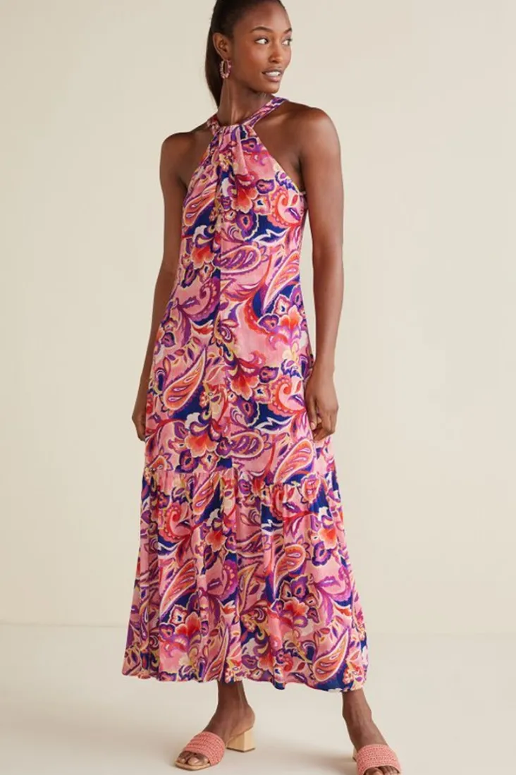 Online Soft Surroundings Nalani Gauze Maxi Dress IslandSunPaisleyCoral