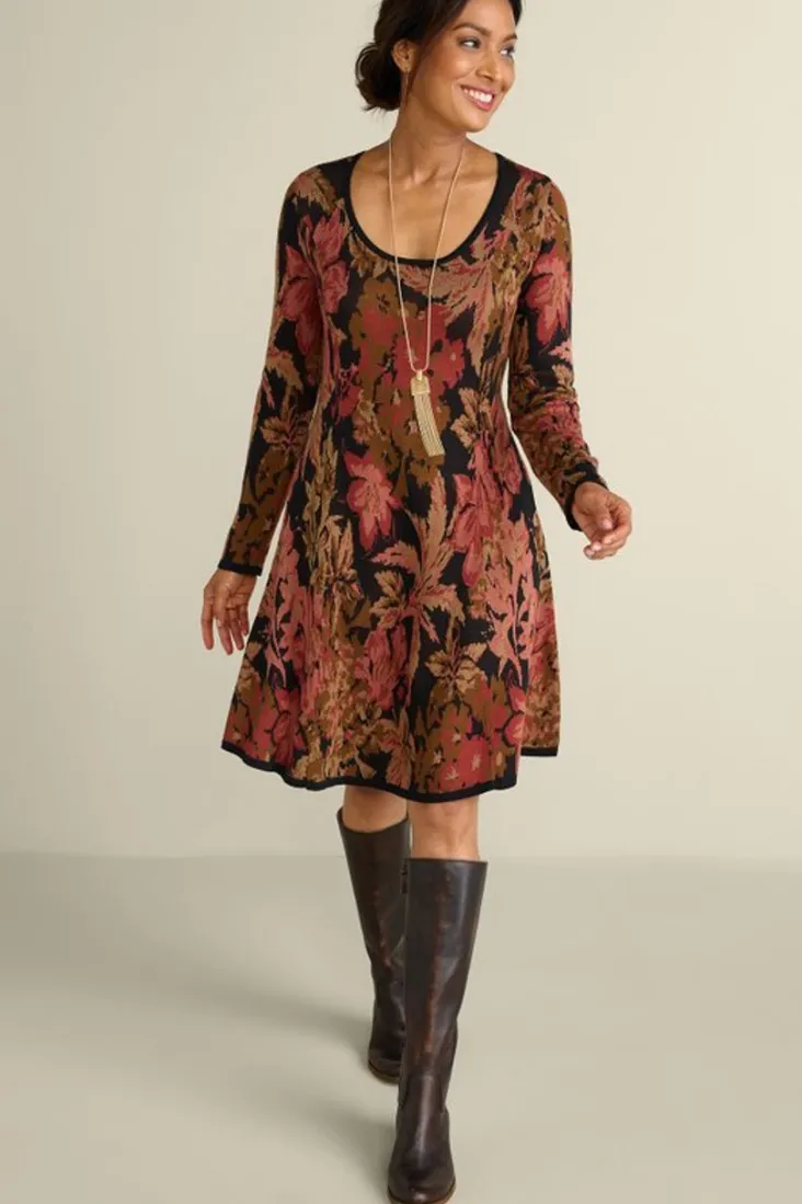 nelia_jacquard_sweater_dress_4.webp Store Soft Surroundings Nelia Jacquard Sweater Dress SavannahGarden