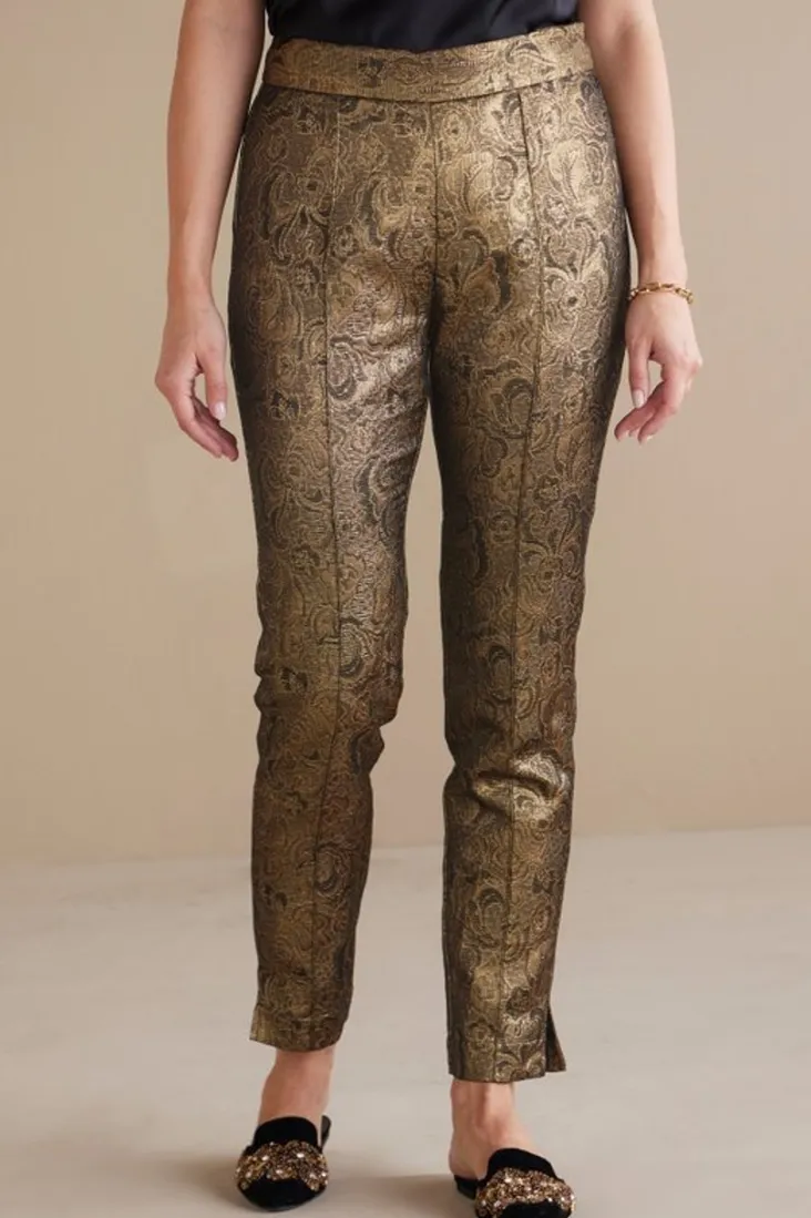 nevina_jacquard_trouser_3.webp Clearance Soft Surroundings Nevina Jacquard Trouser GoldFloral