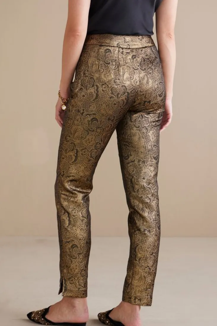 nevina_jacquard_trouser_4.webp Clearance Soft Surroundings Nevina Jacquard Trouser GoldFloral