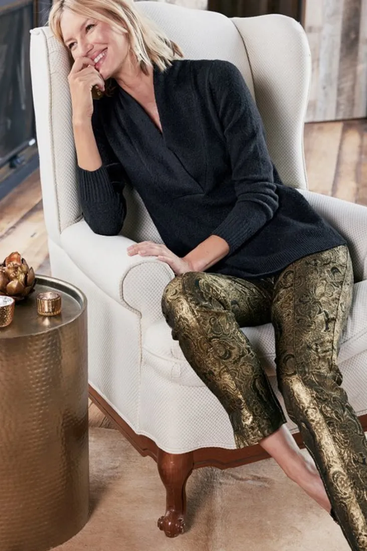 nevina_jacquard_trouser_5.webp Clearance Soft Surroundings Nevina Jacquard Trouser GoldFloral
