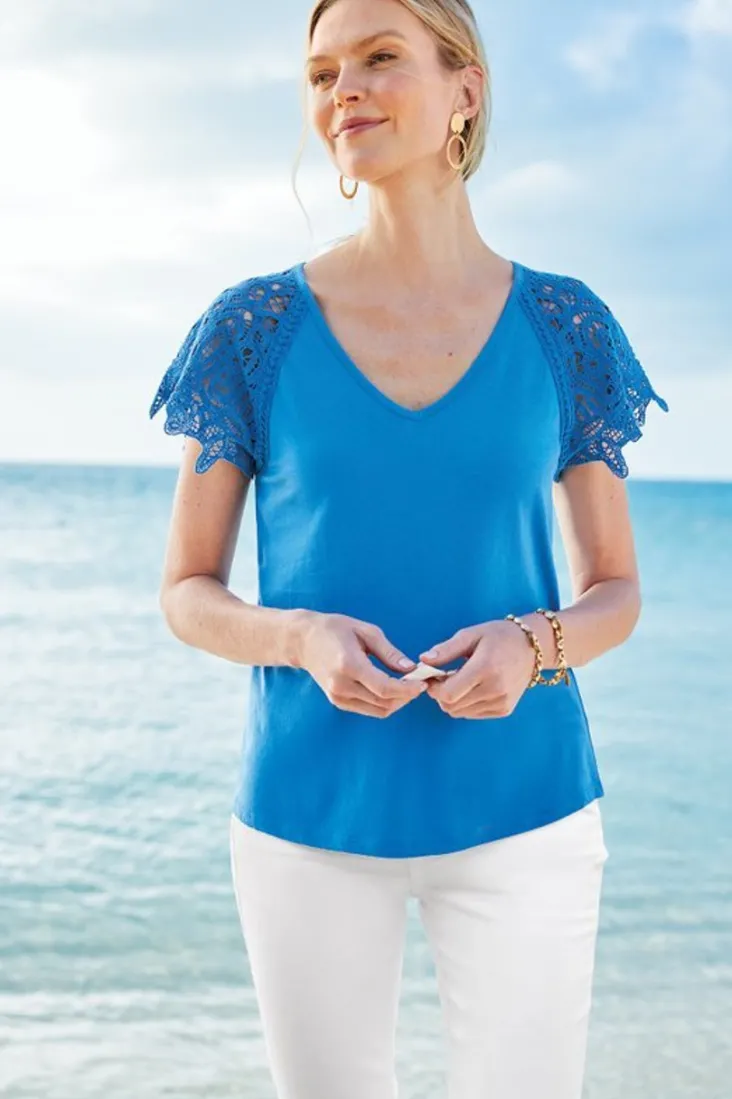 nikita_lace_sleeve_tee_4.webp Cheap Soft Surroundings Nikita Lace Sleeve Tee FrenchBlue