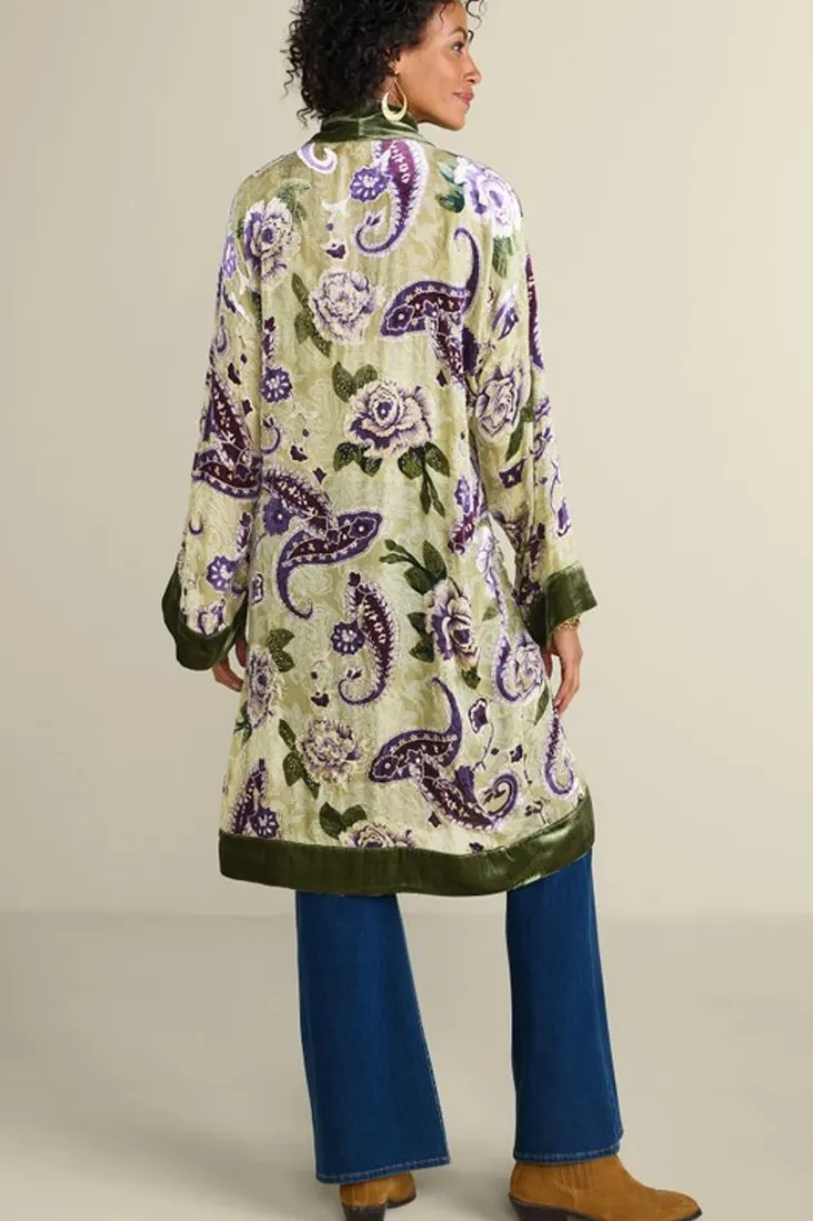 nomi_silk_blend_velvet_kimono_2.webp Hot Soft Surroundings Nomi Silk Blend Velvet Kimono Purple/GreenPaisley