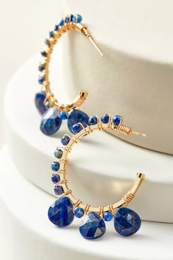 Best Sale Soft Surroundings Odeta Hoop Earrings Lapis