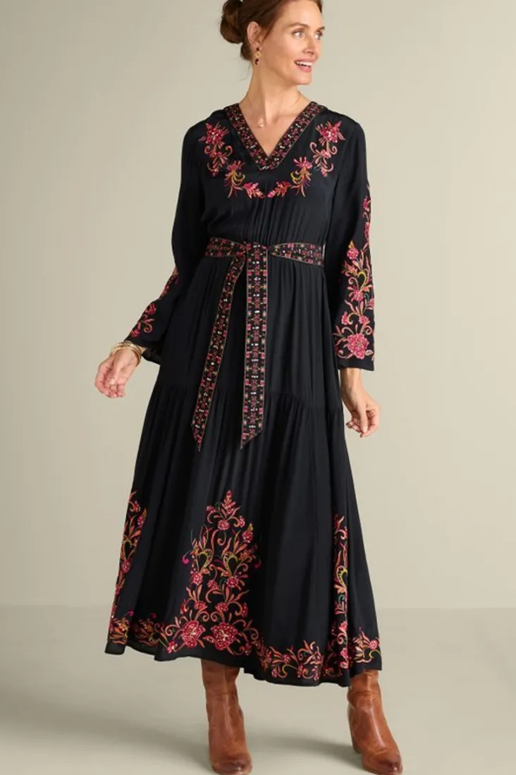 Hot Soft Surroundings Onyx Embellished Maxi Dress Black