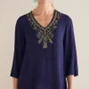 Best Soft Surroundings Paulina Gauze Pullover Navy