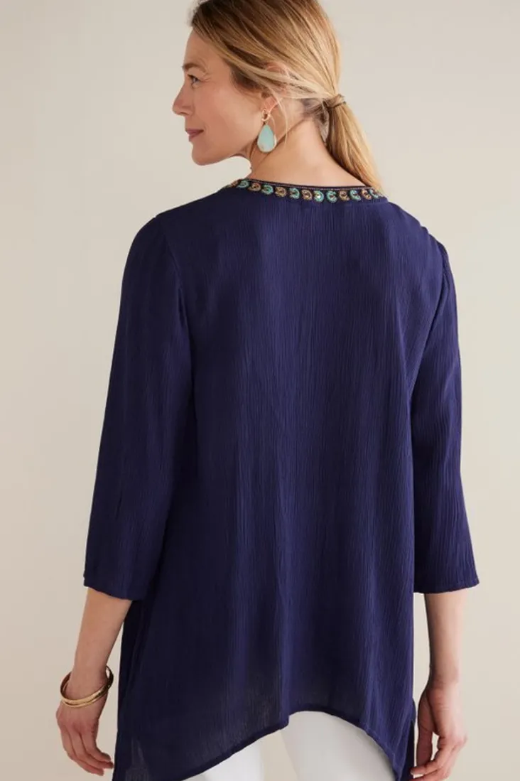 paulina_gauze_pullover_9.webp Best Soft Surroundings Paulina Gauze Pullover Navy