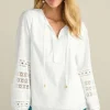 Sale Soft Surroundings Prospera Lace Trim Top IvoryPearl