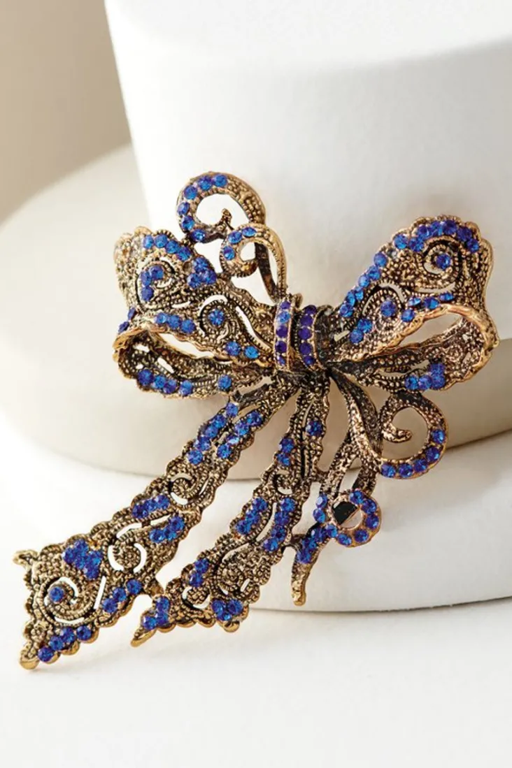 Sale Soft Surroundings Put A Bow On It Brooch Blue