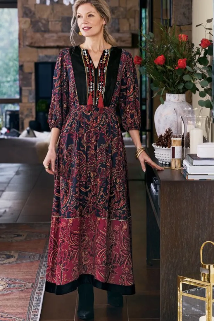 quinn_maxi_dress_4.webp Clearance Soft Surroundings Quinn Maxi Dress FlowingPaisleyBlack+Red