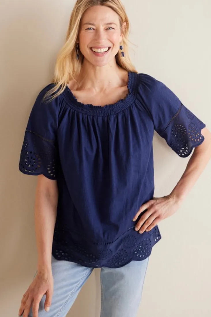rahma_eyelet_trimmed_tee_2.webp Cheap Soft Surroundings Rahma Eyelet Trimmed Tee Navy