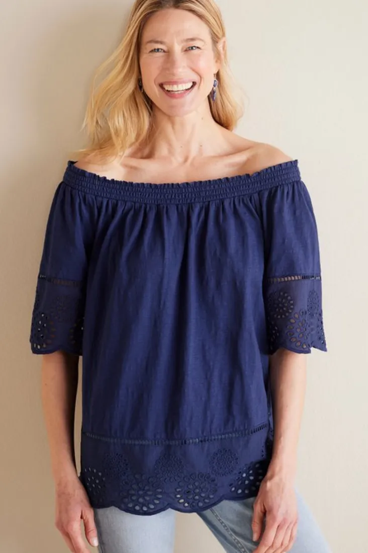 rahma_eyelet_trimmed_tee_4.webp Cheap Soft Surroundings Rahma Eyelet Trimmed Tee Navy