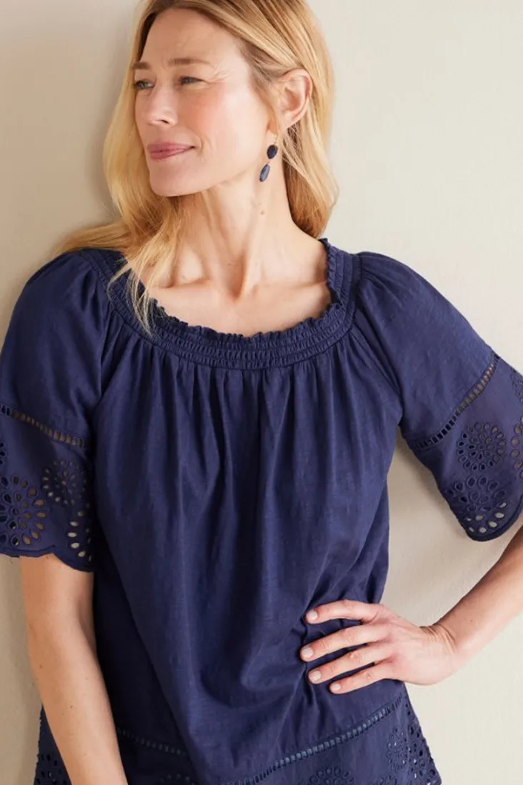 rahma_eyelet_trimmed_tee_6.webp Cheap Soft Surroundings Rahma Eyelet Trimmed Tee Navy