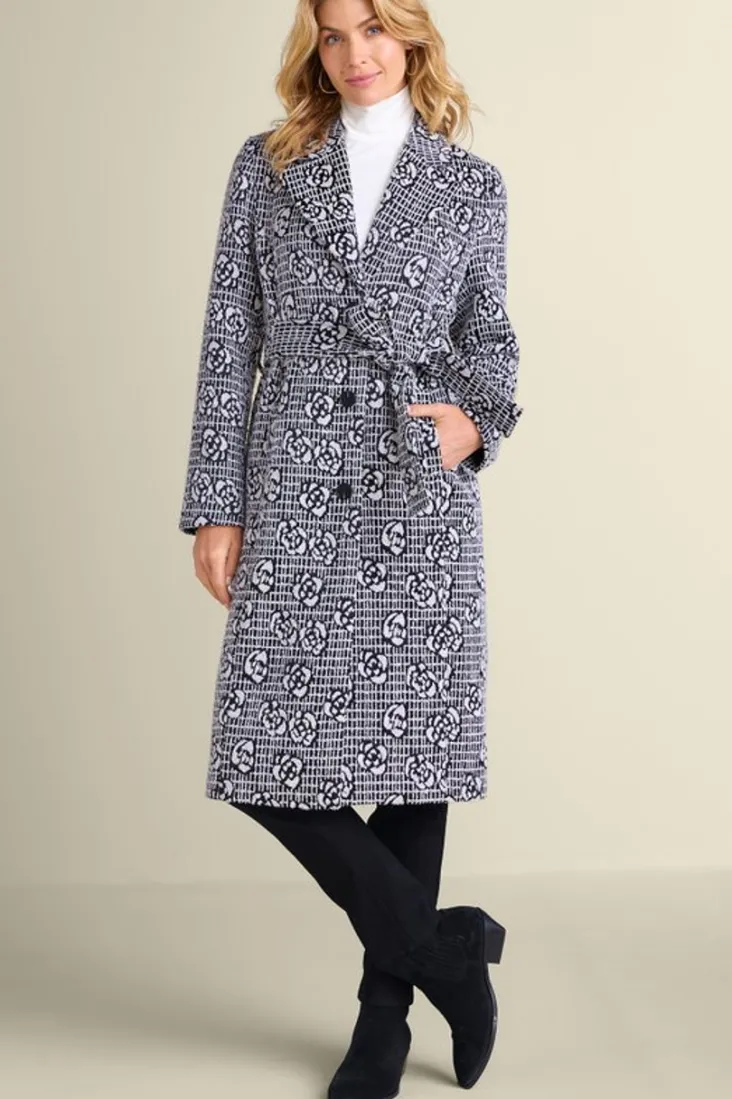 Cheap Soft Surroundings Rami Jacquard Coat Black/White