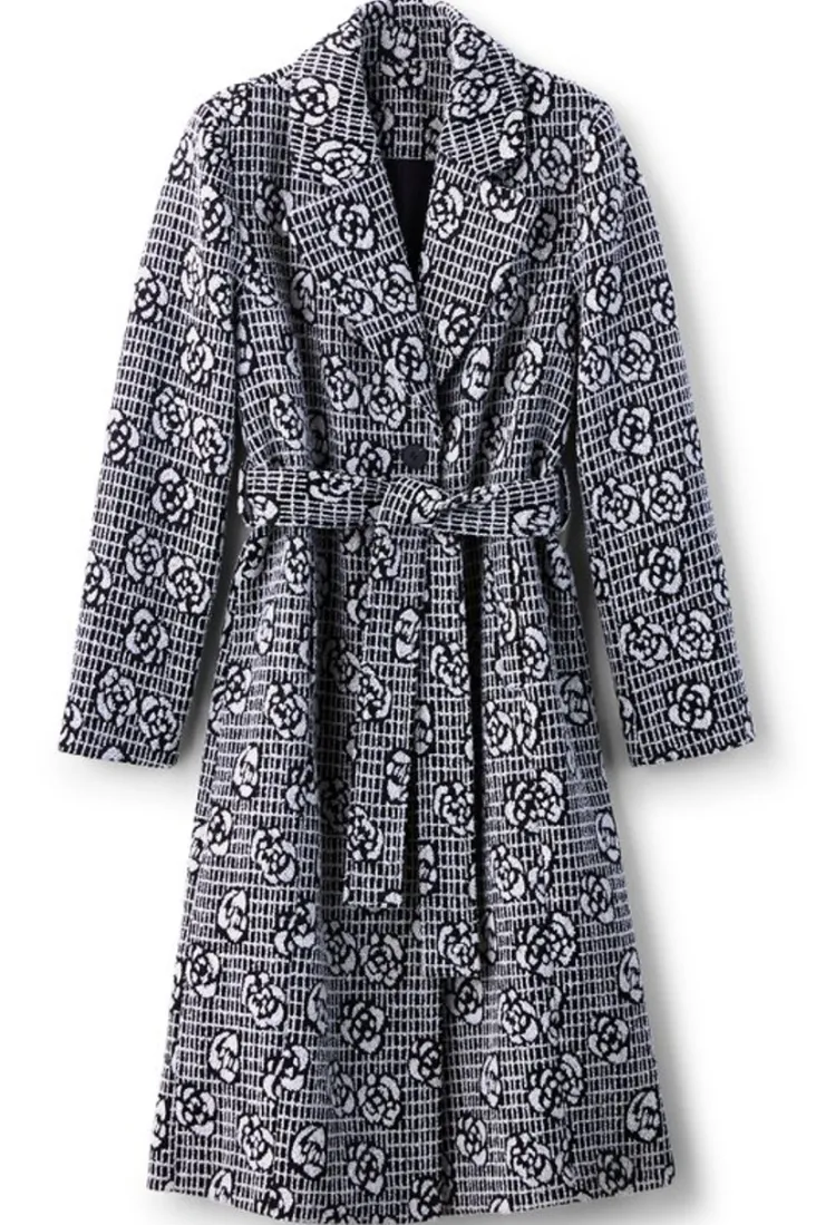 Cheap Soft Surroundings Rami Jacquard Coat Black/White