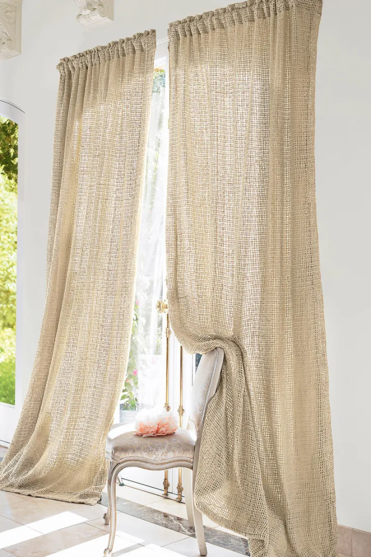 Fashion Soft Surroundings Raw Silk Woven Drapery Panel Natural