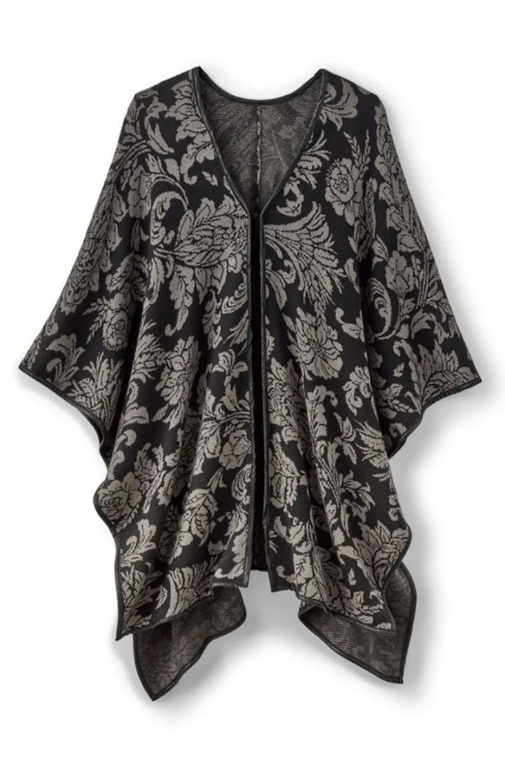 rian_jacquard_ruana_1.webp Clearance Soft Surroundings Rian Jacquard Ruana NeutralFloral