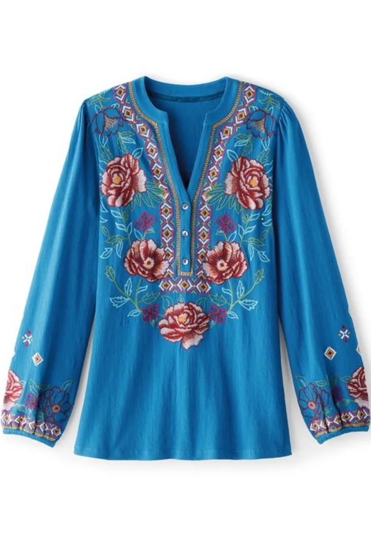 riva_embroidered_knit_gauze_top_1.webp Shop Soft Surroundings Riva Embroidered Knit Gauze Top BlueSapphire
