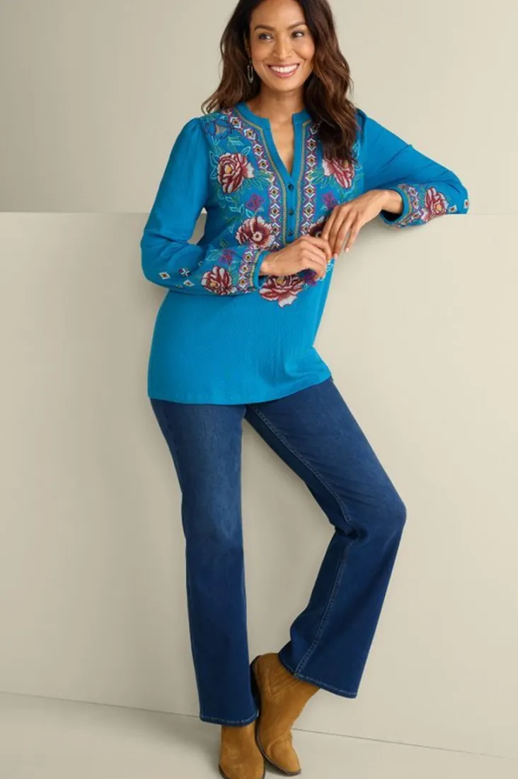 riva_embroidered_knit_gauze_top_2.webp Shop Soft Surroundings Riva Embroidered Knit Gauze Top BlueSapphire
