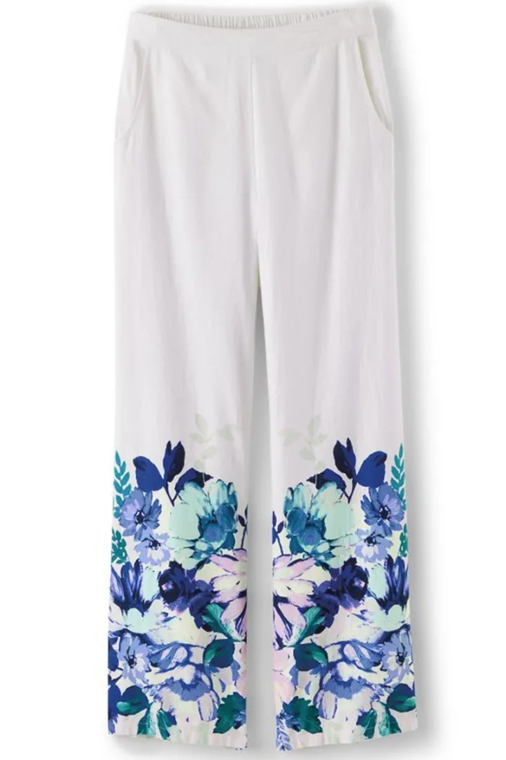 ronna_linen_blend_wide_leg_pants_1.webp Online Soft Surroundings Ronna Linen Blend Wide Leg Pants WatercolorFloral