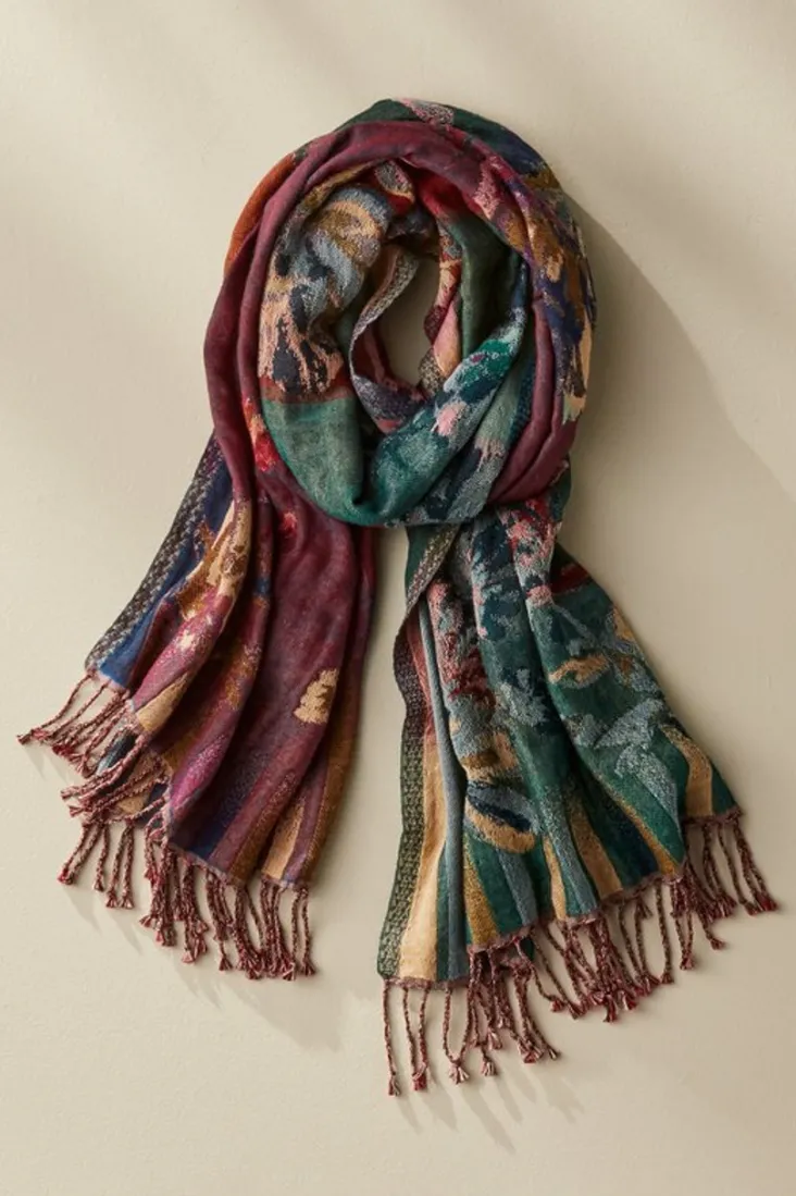 Hot Soft Surroundings Rosy Reversible Scarf Multi