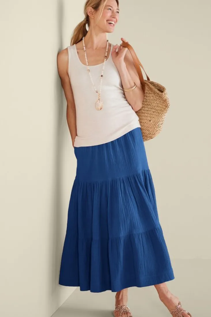 Fashion Soft Surroundings Ruari Gauze Maxi Skirt