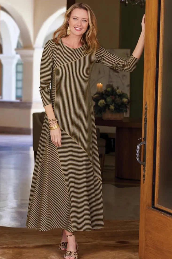 ryley_dress_11.webp Store Soft Surroundings Ryley Dress Brown/BlackStripe