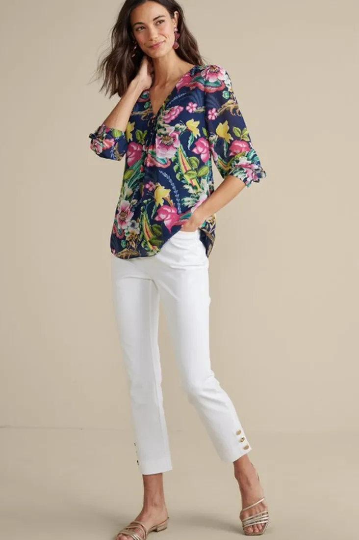 samantha_georgette_top_2.webp Best Sale Soft Surroundings Samantha Georgette Top NavyPaisley