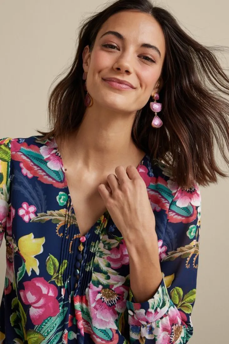 samantha_georgette_top_5.webp Best Sale Soft Surroundings Samantha Georgette Top NavyPaisley