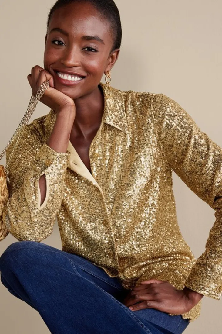 Best Sale Soft Surroundings Sancerre Sequin Shirt