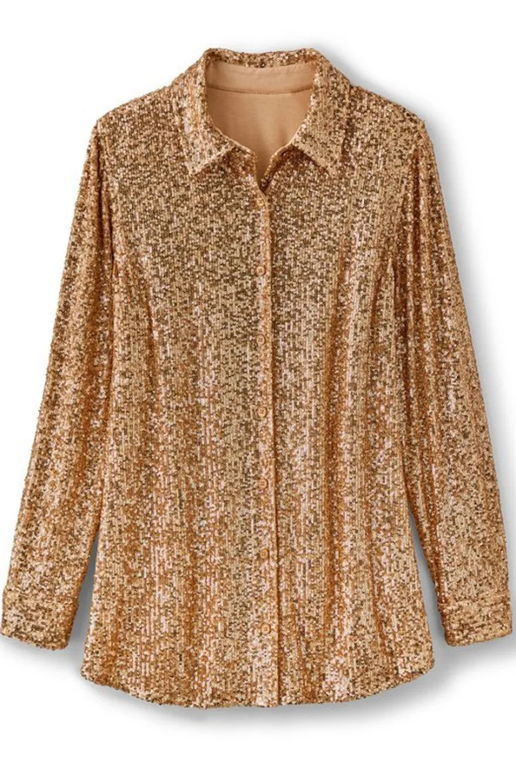 Best Sale Soft Surroundings Sancerre Sequin Shirt