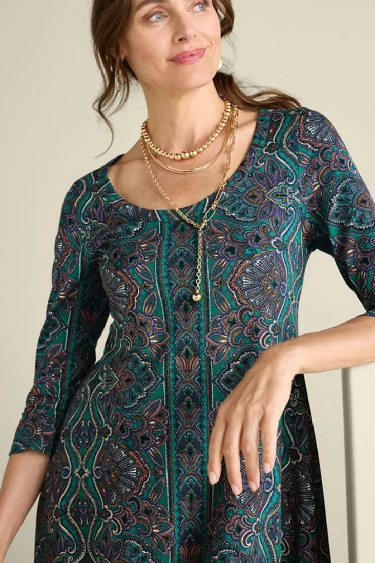 santiago__sleeve_dress_10.webp Outlet Soft Surroundings Santiago 3/4 Sleeve Dress