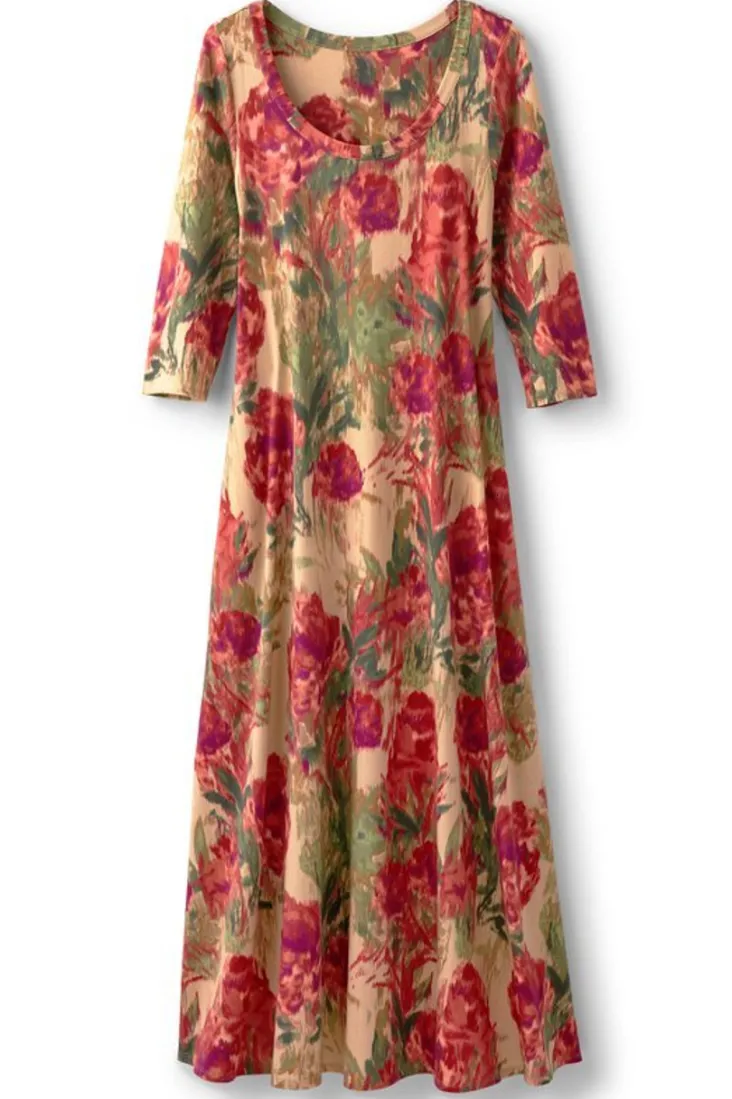 santiago__sleeve_dress_18.webp Outlet Soft Surroundings Santiago 3/4 Sleeve Dress