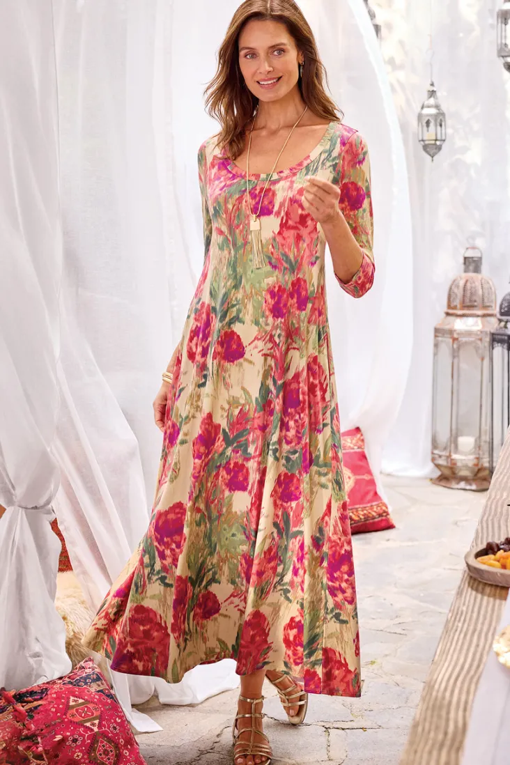 santiago__sleeve_dress_21.webp Outlet Soft Surroundings Santiago 3/4 Sleeve Dress