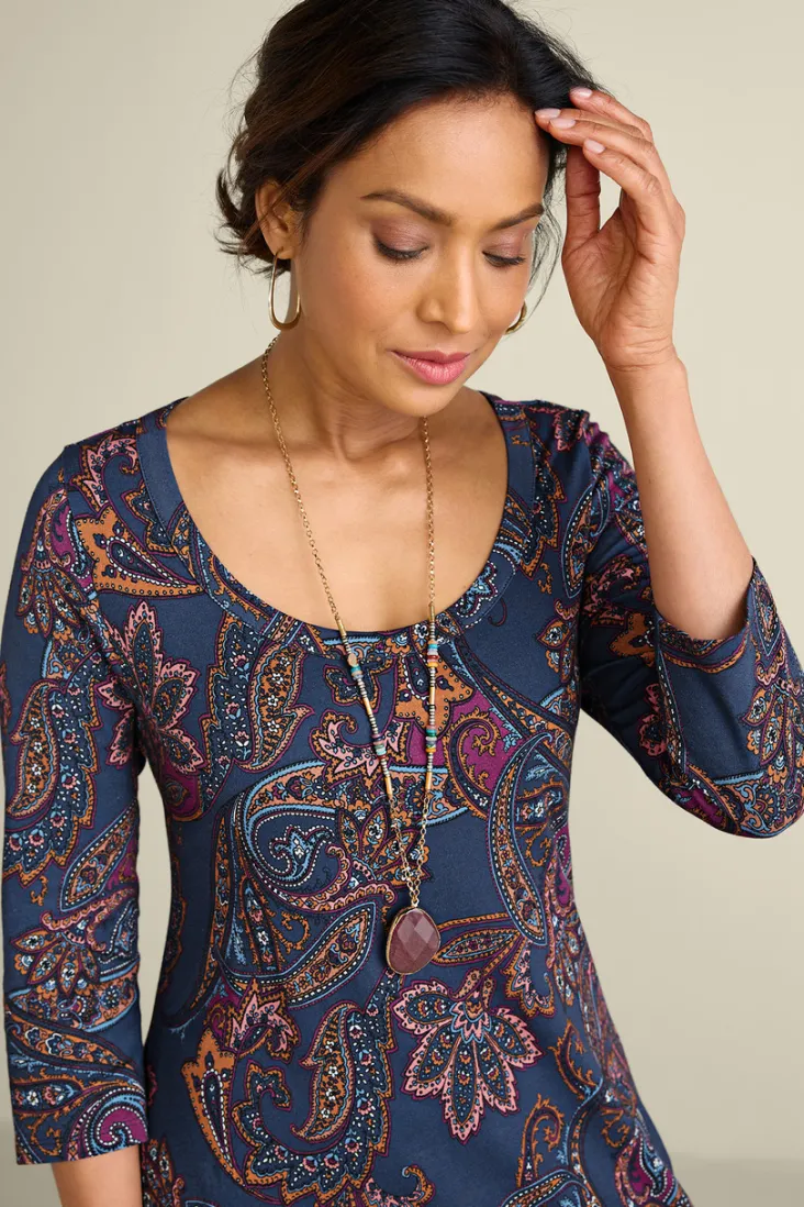 santiago__sleeve_dress_3.webp Outlet Soft Surroundings Santiago 3/4 Sleeve Dress