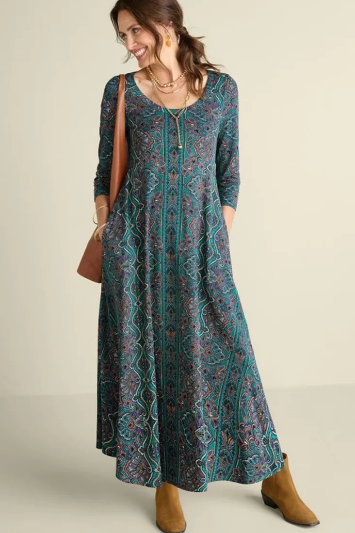 santiago__sleeve_dress_7.webp Outlet Soft Surroundings Santiago 3/4 Sleeve Dress