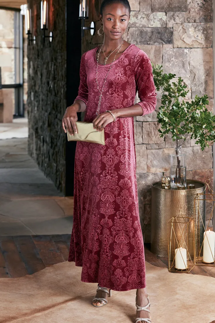 santiago_embossed_velvet_dress_4.webp Hot Soft Surroundings Santiago Embossed Velvet Dress