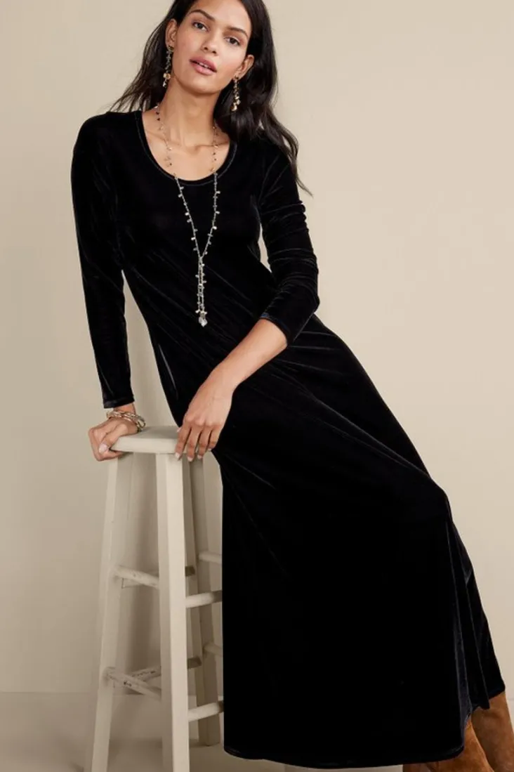 Store Soft Surroundings Santiago Stretch Velvet Dress