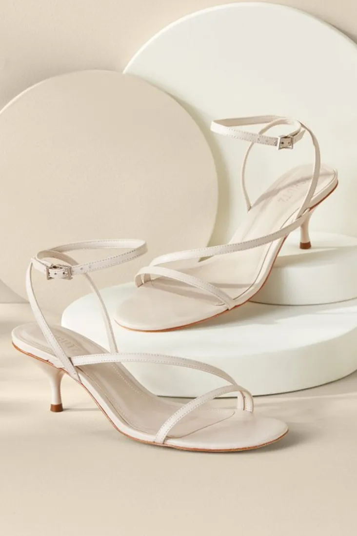 Discount Soft Surroundings Schutz Helene Kitten Heel Sandal Pearl