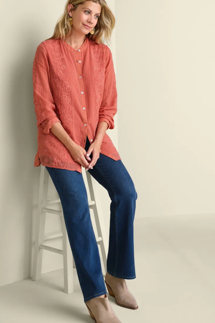 serafine_embroidered_tunic_2.webp Sale Soft Surroundings Serafine Embroidered Tunic ApricotBrandy